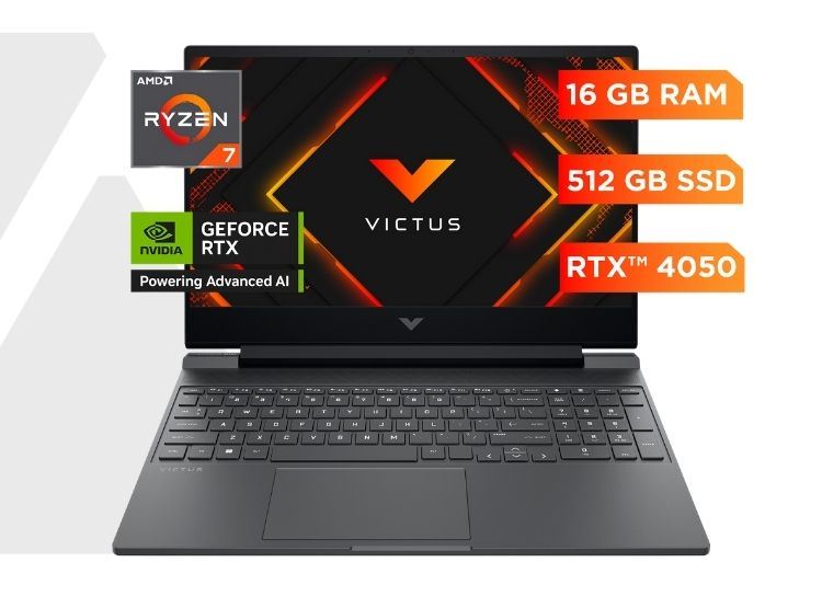 Laptop Victus Gaming 15-fb3022la Ryzen 7 RTX 4050 16GB 512GB SSD 15.6” 144Hz